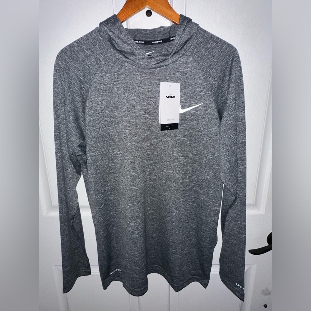 Men’s Nike Hooded Swim Shirt Medium Cover Up Hoodie Shirt Style NESSB669-001 NEW